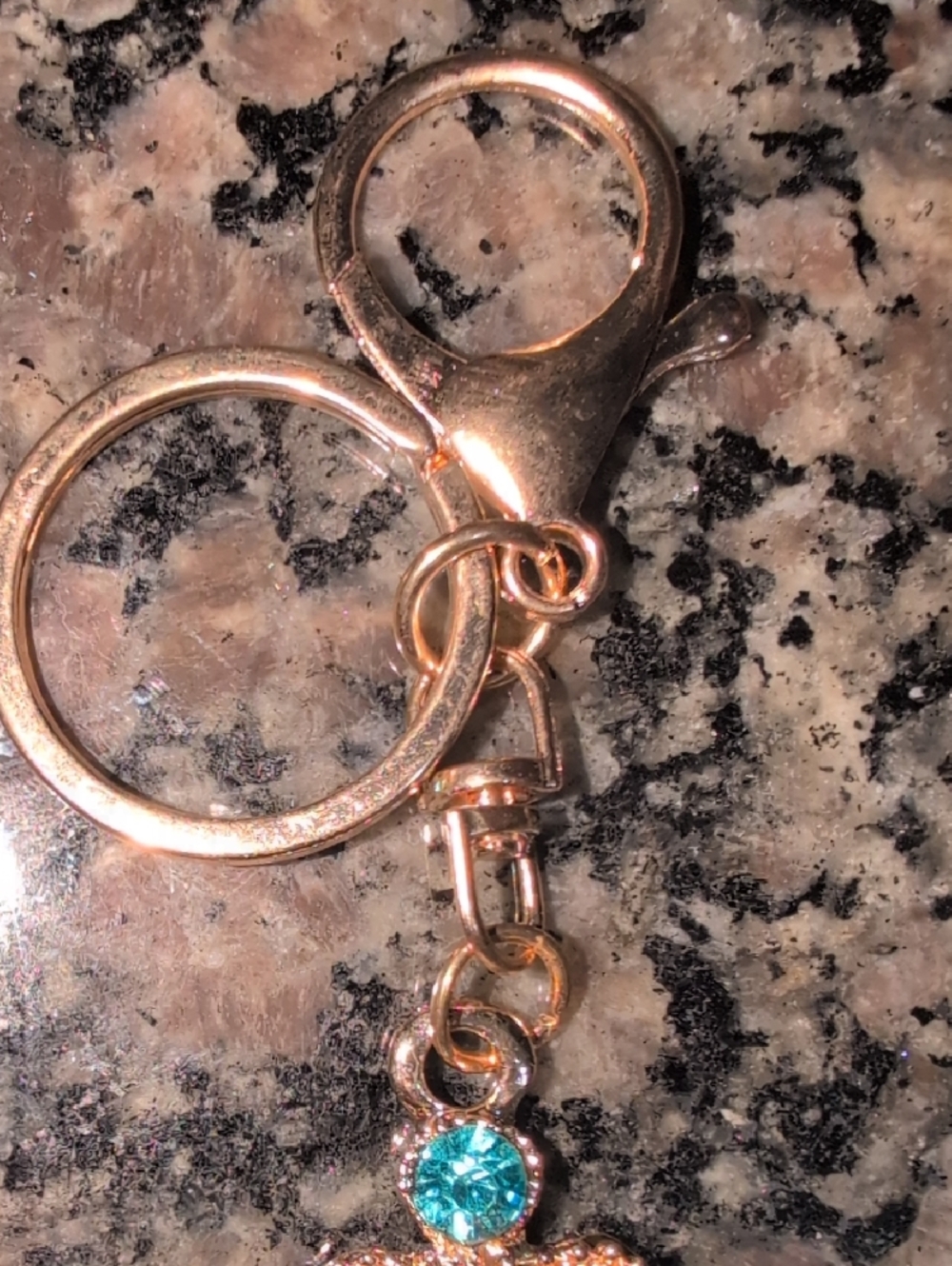 Gold-Tone Multicolor Crystal Cross Keychain - Women's Bag Charm - Picture 3 of 4